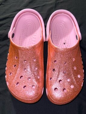 CROCS Glitter Slip-On Clogs in Pink and Rose